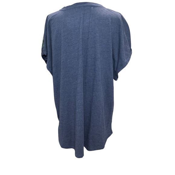 Chico's Blue Floral Embroidered Short Sleeve Notch Collar Top 1X‎ Plus - Picture 3 of 10